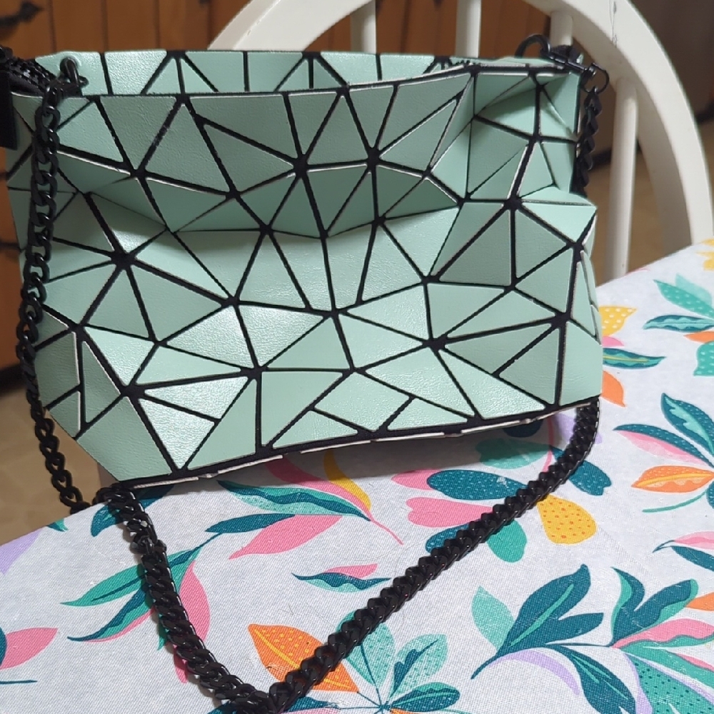 Patrizia Luca Mint Green Geometric Crossbody Bag